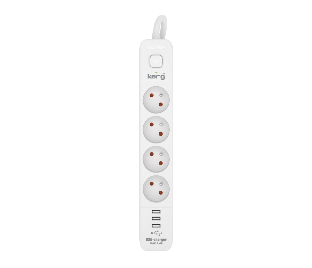 KERG listwa zasilająca z wyłącznikiem 4 gniazda 3USB biało szary 16A 1,5m - 1317931 - zdjęcie